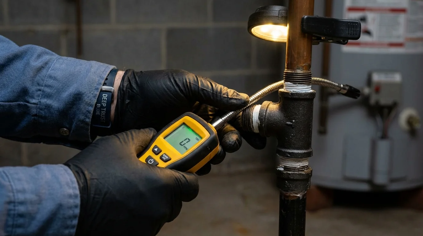 Gas leak detection with electronic sniffer by Johns Plumbing LLC in Jeanerette